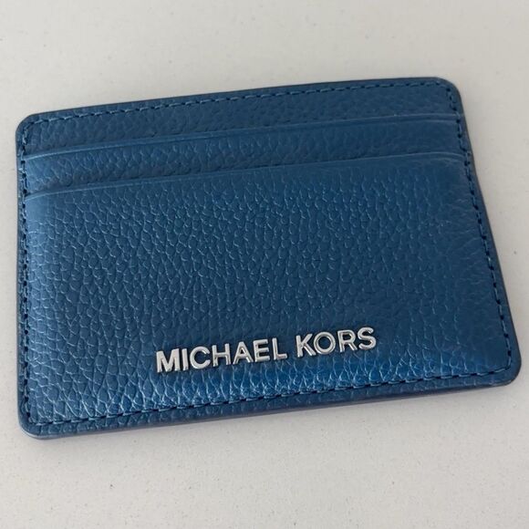 Michael Kors Jet Set Navy Pebbled Leather Card Holder Wallet | Unisex | OS - Picture 4 of 4